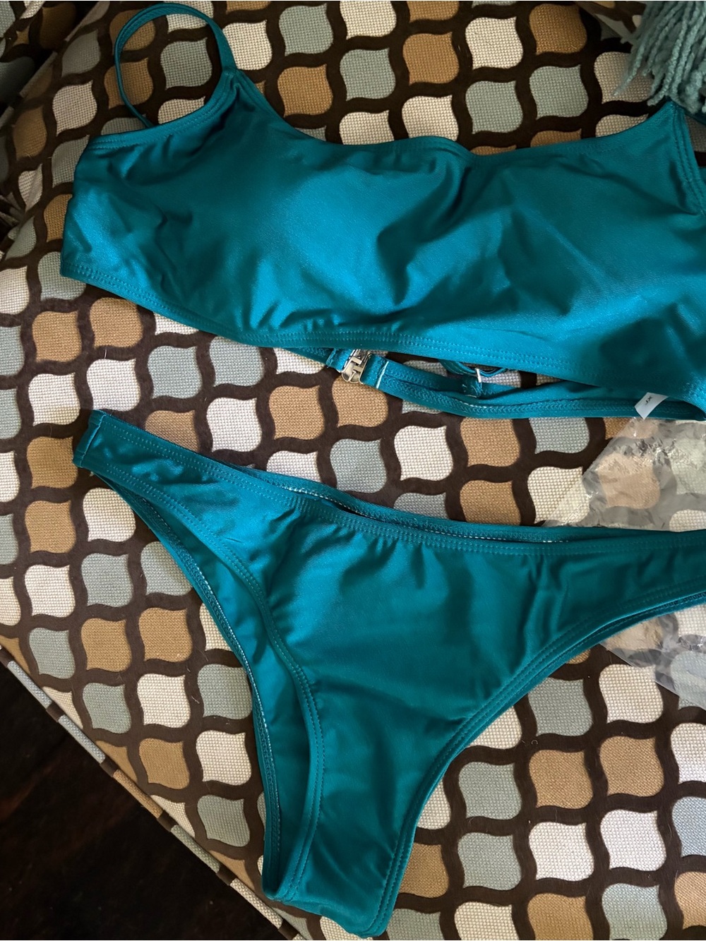 SHEIN Teal Solid Two-Piece Bikini Set